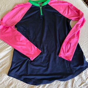 Jofit Navy, Pink  and Bright Green Swim Surf Shirt Rash Guard